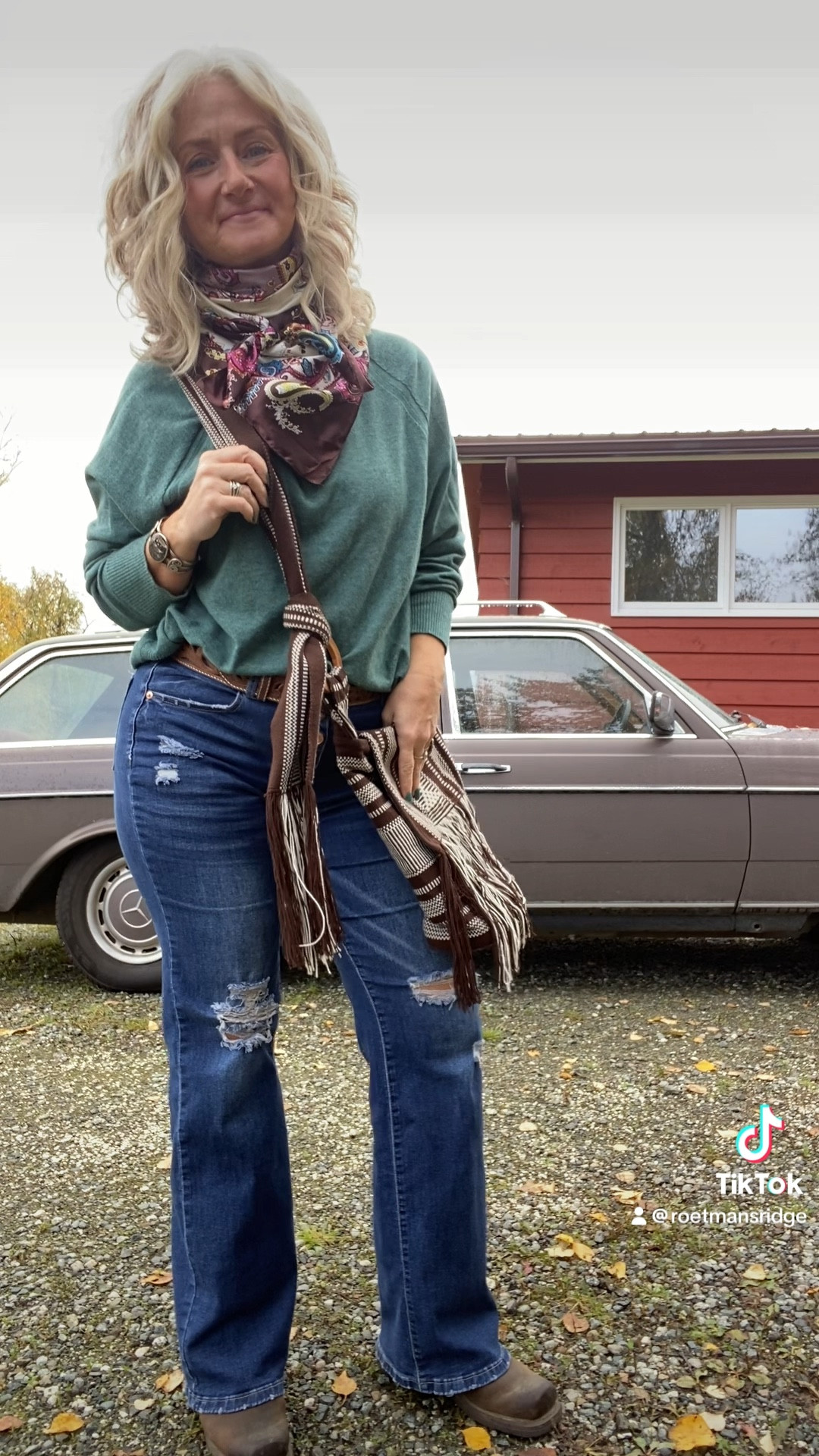 Boot cut jeans with just the right amount of distressing and a little stretch. 