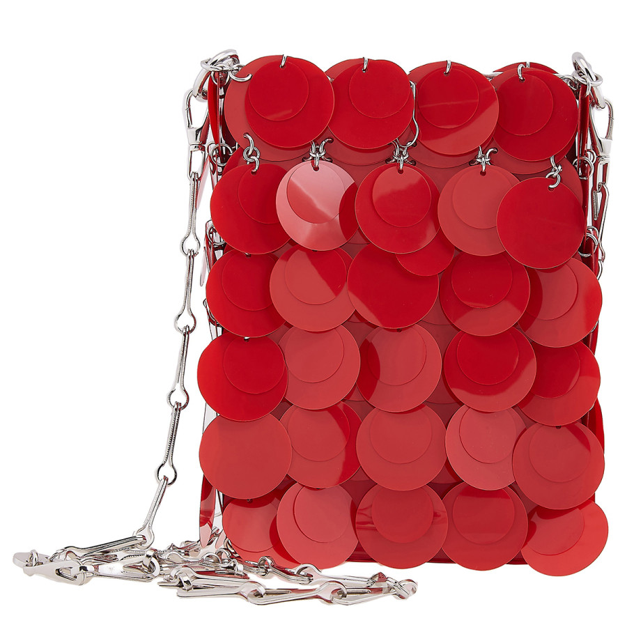 Paco Rabanne Red Mini Sparkle Discs Shoulder Bag | Jomashop.com & JomaDeals.com