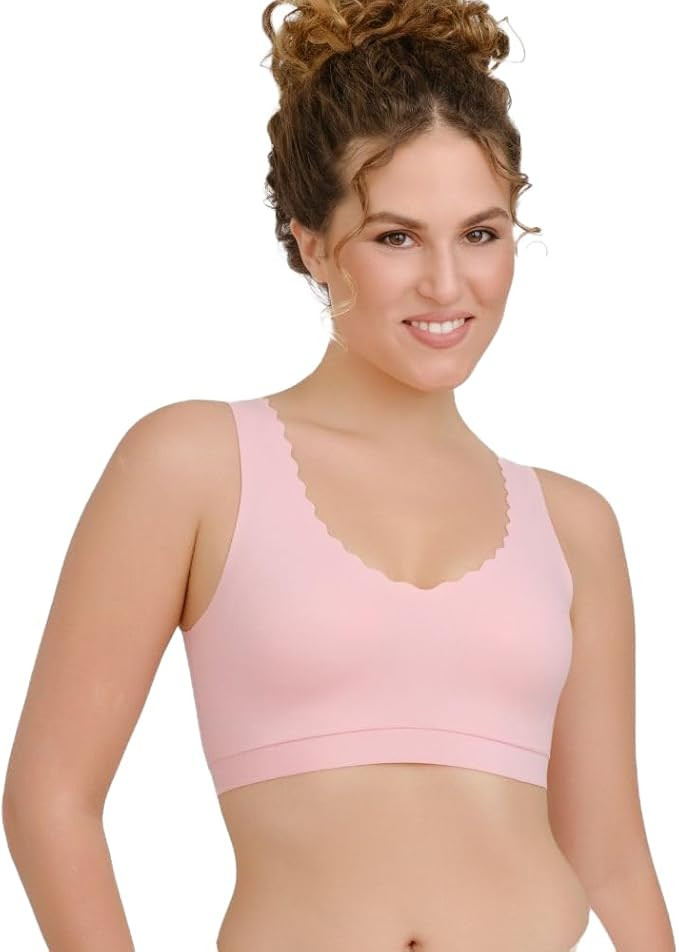 Floatley Cozy Scalloped Bra Comfort Wirefree Full Coverage Seamless Bra with Embedded Pad for Wom... | Amazon (US)