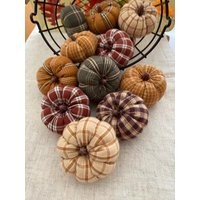 Handmade Fabric Pumpkins Plaid Flannel & Homespun Mini Jack Pumpkin Fall Autumn Bowl Filler Tiered Tray Harvest Colors Thanksgiving Decor | Etsy (US)