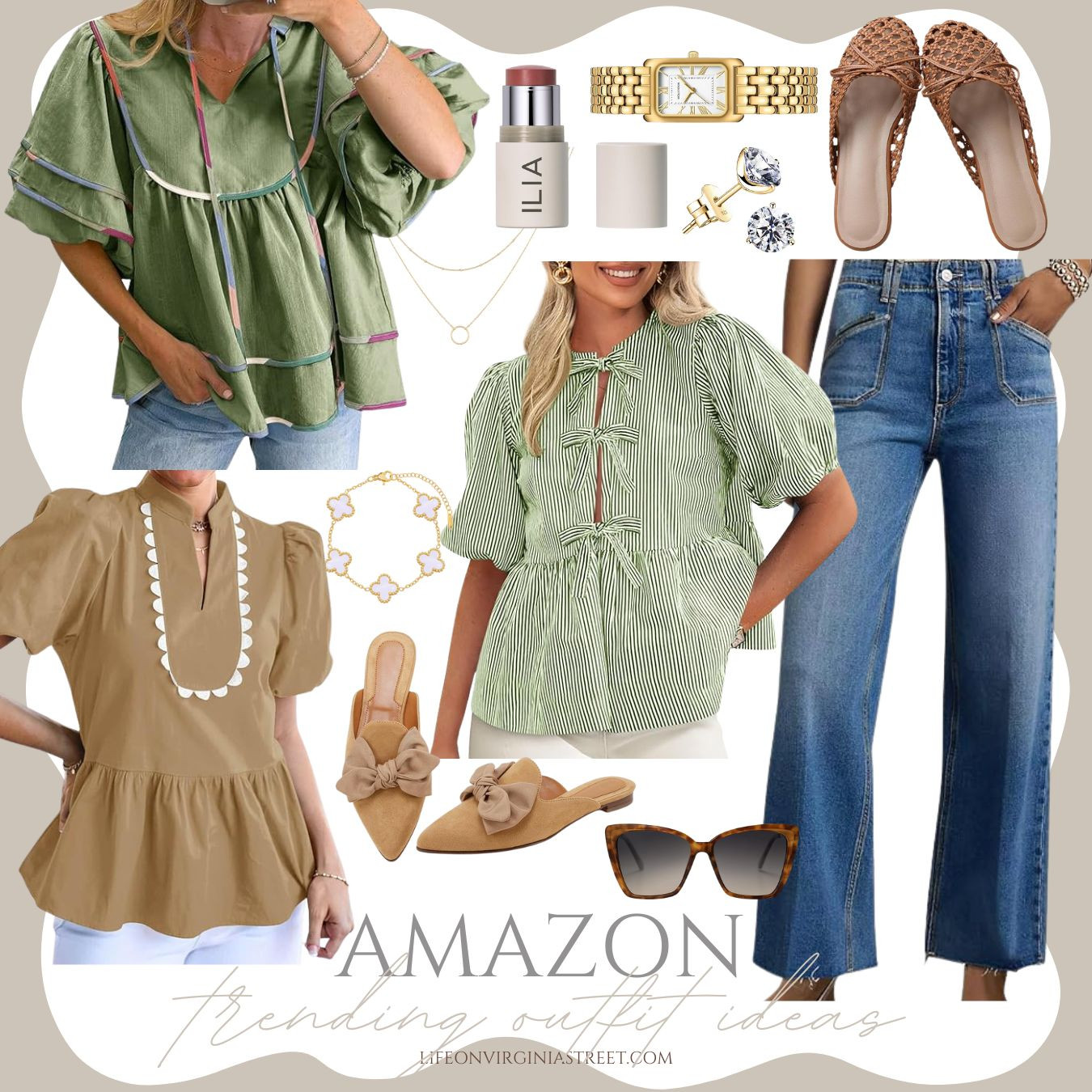 These trending Amazon outfit ideas are perfect for late summer leading into early fall! Colorful bow tie top, scalloped peplum top, and puff-sleeve top look so cute with jeans and stylish flats. #ltkseasonal #ltkfindsunder50 #ltkfindsunder100 #ltkstyletip #ltkover40 #ltkmidsize #ltksalealert #ltkworkwear #ltkshoecrush 

 

#LTKOver40 #LTKSaleAlert #LTKFindsUnder50
