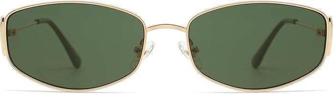 Retro Oval Sunglasses for Women Men Hexagonal Rectangle Metal Frame Sun Glasses AP3625 | Amazon (US)