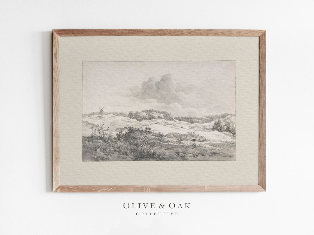 Rustic Landscape Drawing PRINTABLE / Vintage Neutral Sketch Digital Print / 179 - Etsy | Etsy (US)