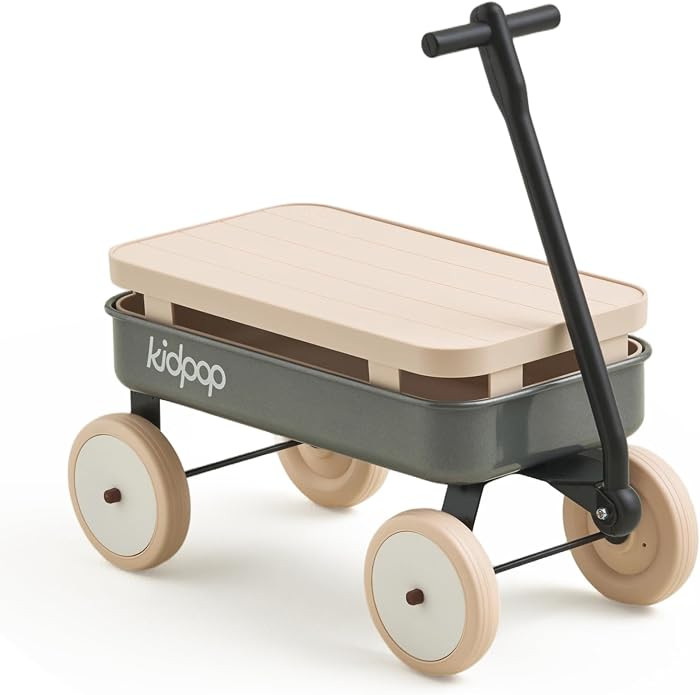 Kids First Pull-Along Wagon with Removable Cover and Basket for Storage, 4-in-1 Push Pull Toy Car... | Amazon (US)