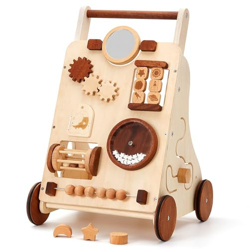 Woodtoe Wooden Baby Walker, Adjustable Speed Push Walker, Montessori Walker for Boys and Girls, Baby Activity Center, Sit to Stand, Toddler Push Toys for Babies 9-12 Months, 1 2 3 Year Old | Amazon (US)