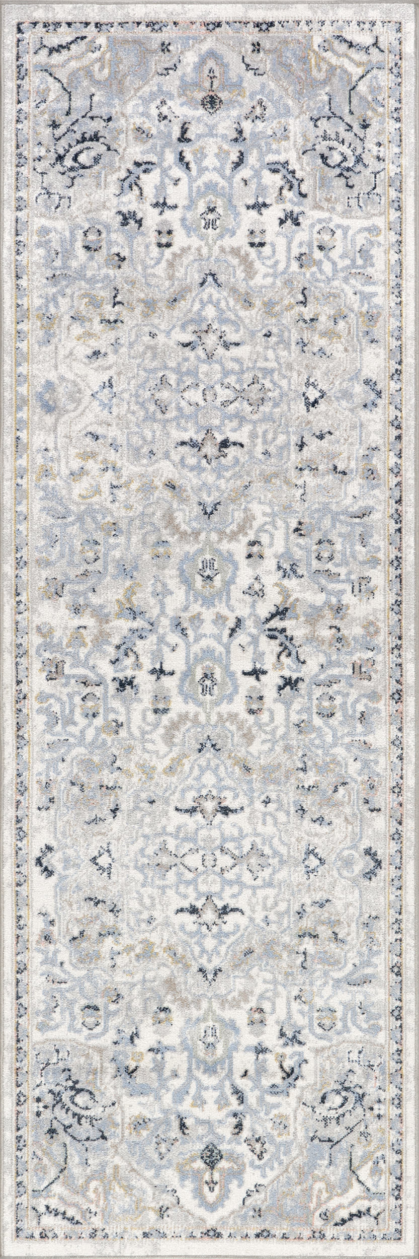 Blue Lianna Washable Vines 2' 8"" x 8' rug | Rugs USA