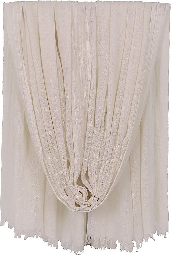 Women Solid Color Scarfs Large Long Lightweight Fringed Headscarf Linen Sheer Shawl Wrap | Amazon (US)