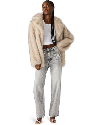 Women's Faux Fur Kindra Big Collar Jacket | Macy's
