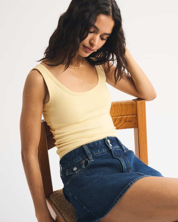 Bra-Free Rib Scoopneck Tank | Abercrombie & Fitch (US)