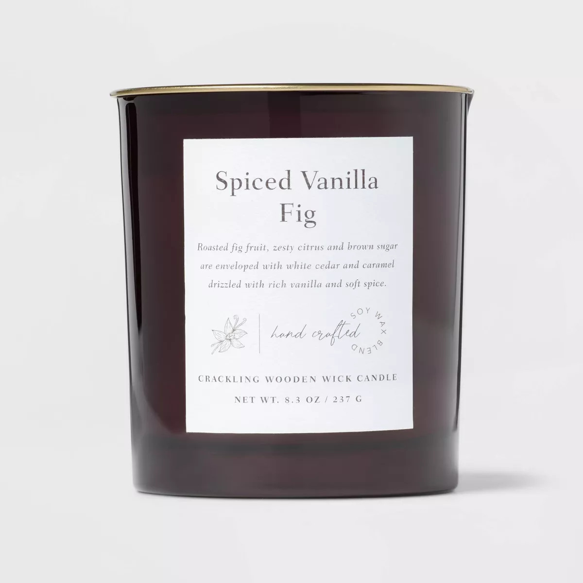 Clear Colored Glass with Woodwick and Brass Metal Inset Lid Spice Vanilla Fig Candle Purple - Thr... | Target
