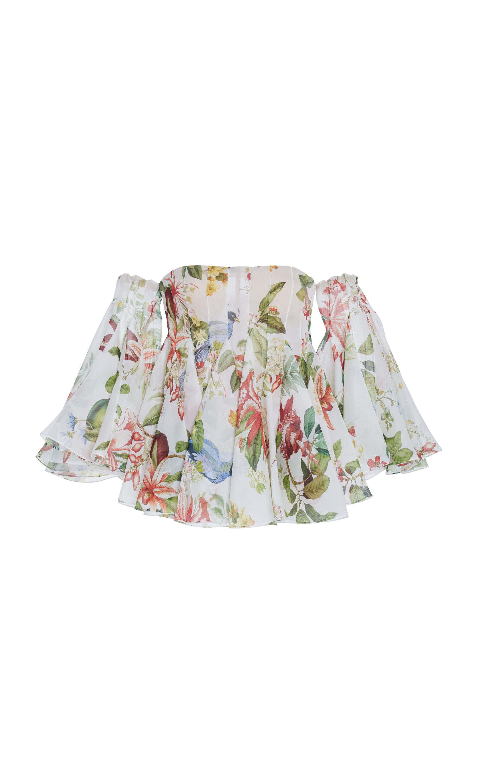 Flared Off-The-Shoulder Silk Chiffon Top | Moda Operandi (Global)