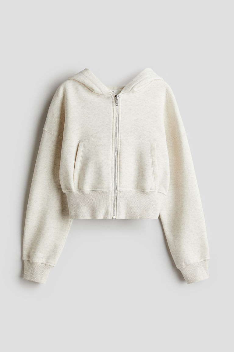 H & M - Short Hooded Sweatshirt Jacket - Beige | H&M (US + CA)
