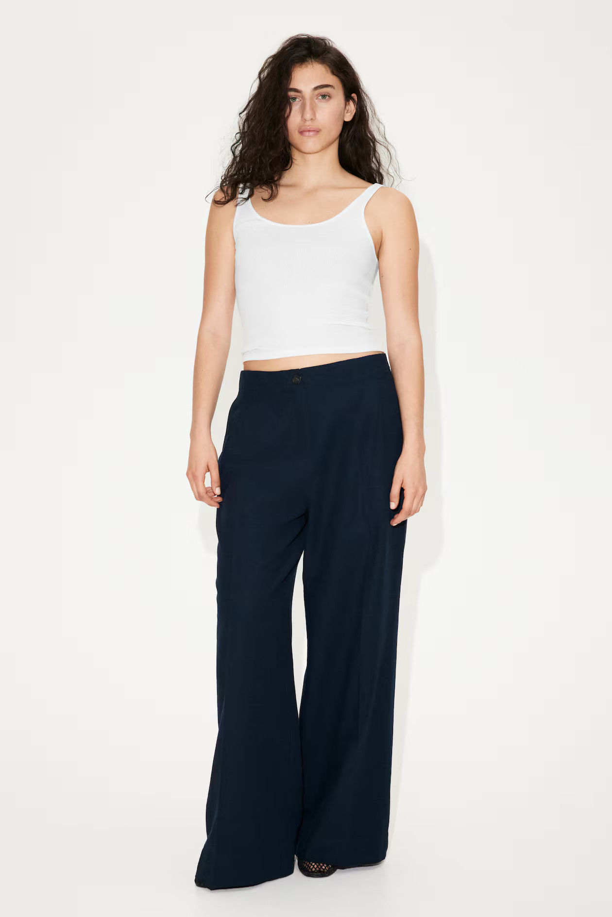 Wide linen-blend trousers | H&M (UK, MY, IN, SG, PH, TW, HK)