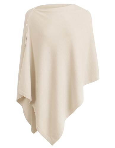 PULI Women's Versatile Knitted Shawls Scarf Poncho Sweater with Buttons Lightweight Spring Summer Fall Wraps Beige | Amazon (US)