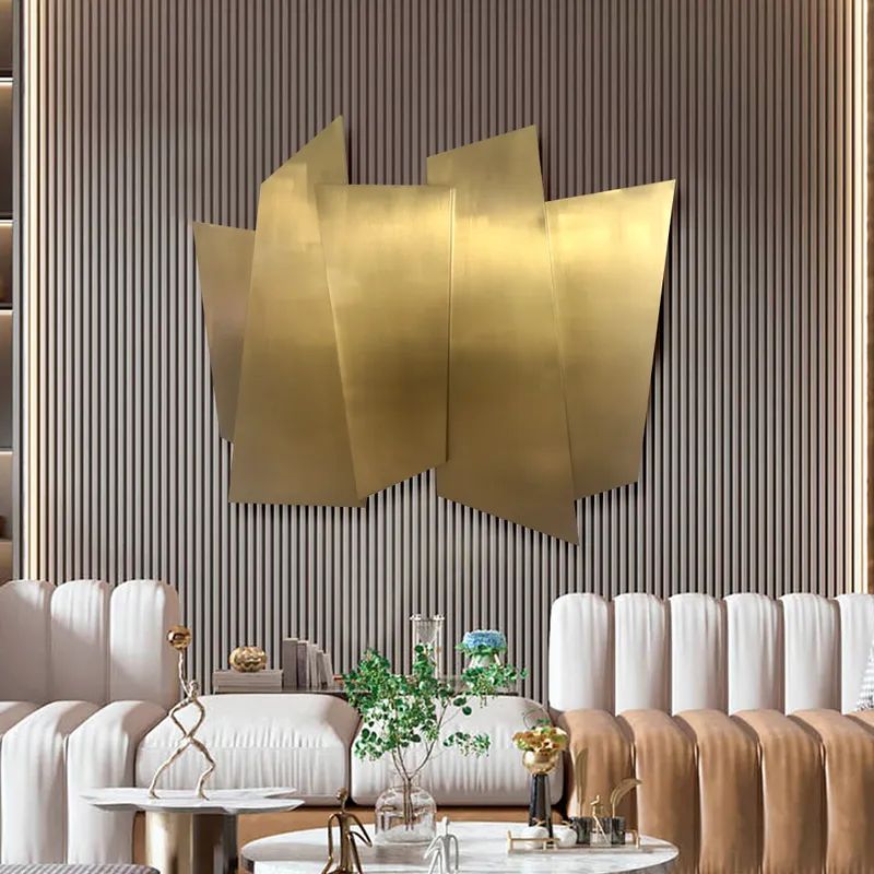 Luxury Irregular Stainless Steel Wall Decor Creative Geometric Art in Gold-Homary | Homary.com