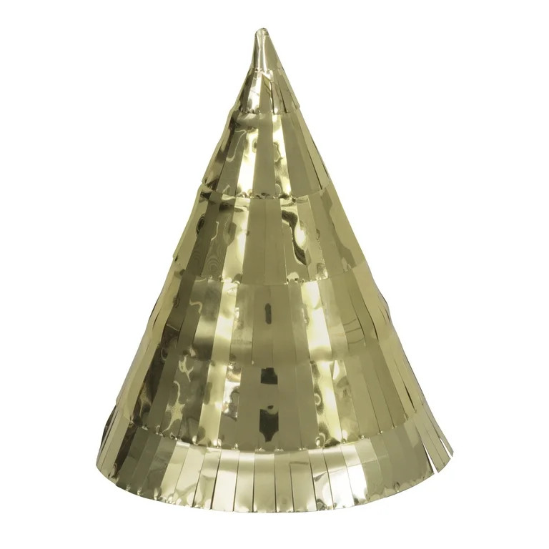 Way to Celebrate! Mini Fringe Foil Gold Party Hats, 4ct - Walmart.com | Walmart (US)