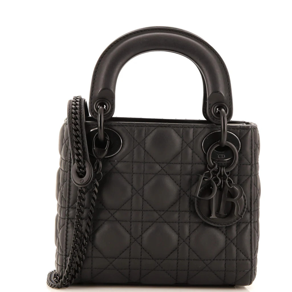 Ultra Matte Lady Dior Chain Bag Cannage Quilt Calfskin Mini | Rebag
