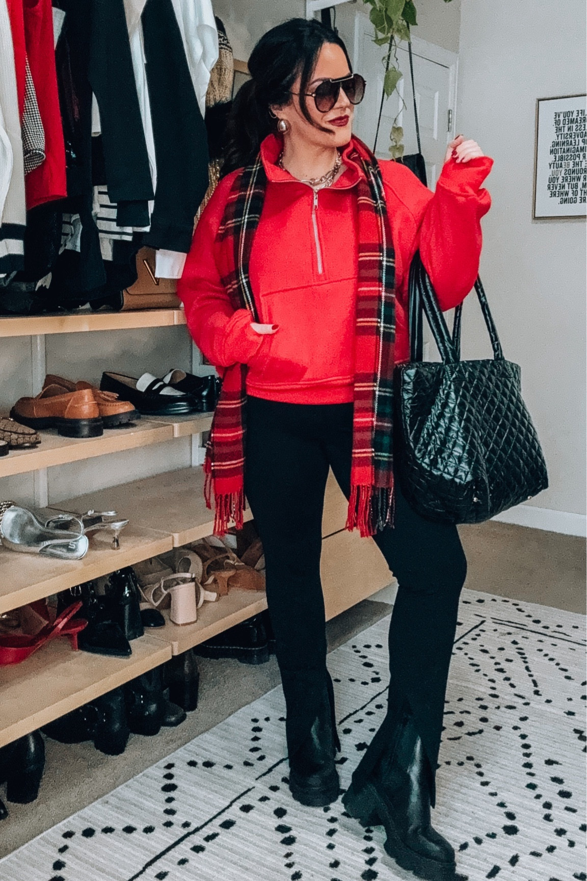 midsize holiday casual outfit ideas
•wearing an xl in my fave split hem tummy smoothing pants 
Code: Taryntrulyxspanx saves you 10% on your order 
•Amazon pullover xl 
•Plaid scarf Amazon 
•quilted bag 
•lug sole boots 


#LTKmidsize #LTKSeasonal #LTKHoliday