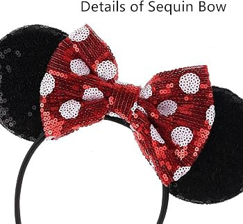 JIAHANG Polka Dot Mic Mouse Ear Headband Sequin Bow Festival Costume Headwear Amusement Park Head... | Amazon (US)