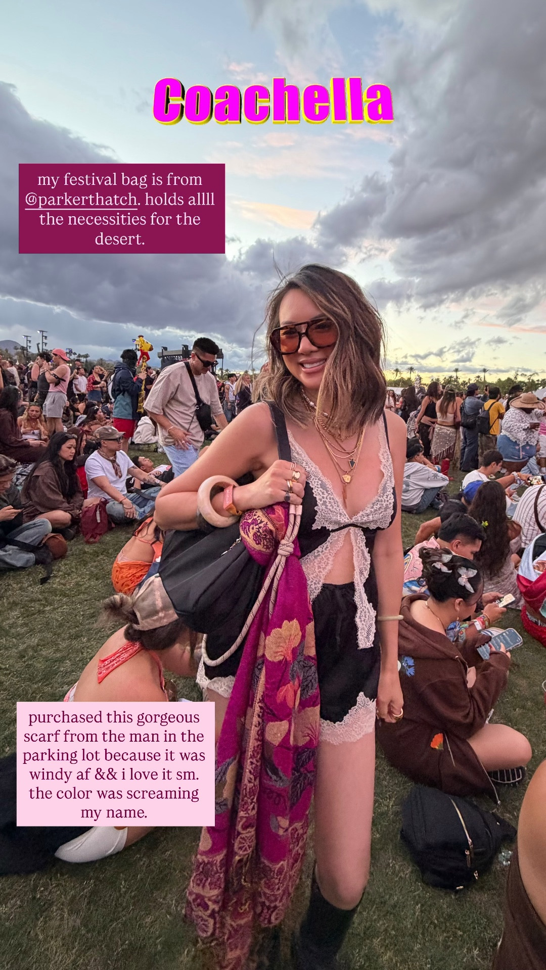 Festival outfit ⚡️My festival bag is from one of my favorite female Asian owned brand. This nylon bag holds all my necessities for the desert—camera, battery pack, wipes, lip liner, lipgloss, facial mist, sunglasses, hand sanitizer and lotion. You can wear it over your shoulder or crossbody. 

Festival ootd, concert outfit, Coachella outfit, shoulder bag, boots, The Stylizt 

#LTKootd #LTKdayinmylife #LTKFestival