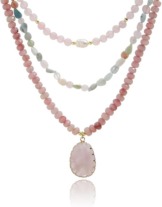Yomisa 2/3/4 Layered Necklaces for Women,Boho Beaded Pendant Choker Necklaces,Multilayered Bohemi... | Amazon (US)