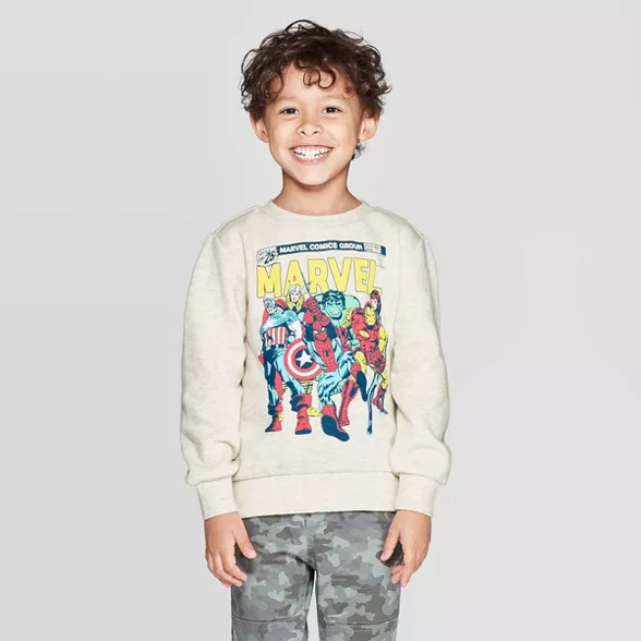 Toddler Boys' Marvel Fleece Pullover - Cream | Target