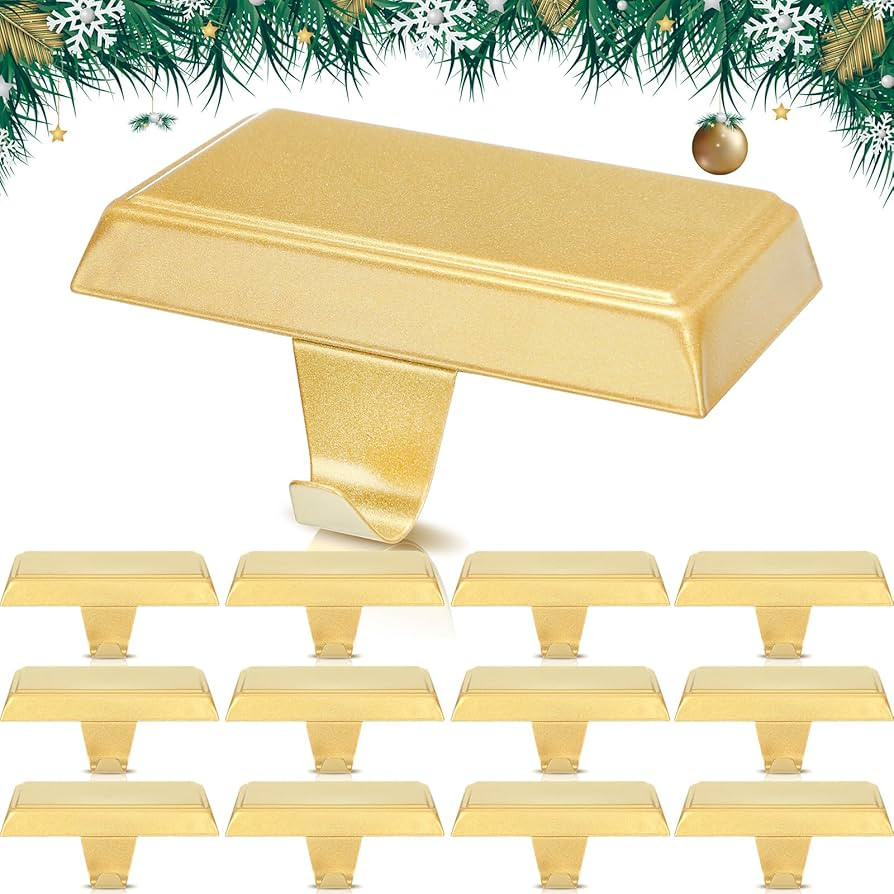 Yexiya 12 Pcs Christmas Stocking Holders for Mantle Weighted Stocking Hangers Fireplace Stocking ... | Amazon (US)