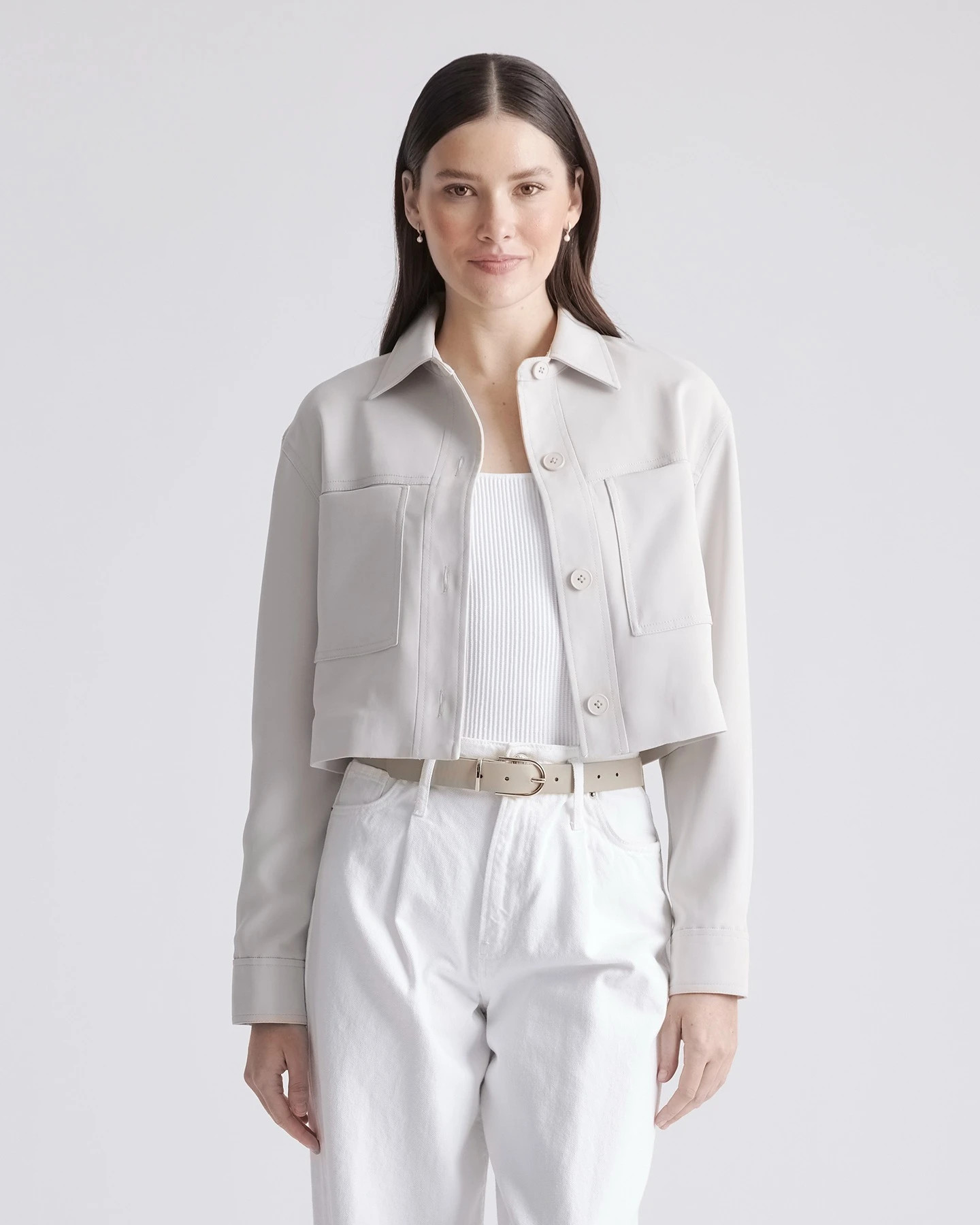 Stretch Crepe Cropped Jacket | Quince