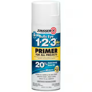 Bulls Eye 1-2-3 Plus 13 oz. White Interior/Exterior Primer Spray | The Home Depot