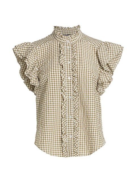 Tenille Gingham Cotton-Blend Button-Front Shirt | Saks Fifth Avenue