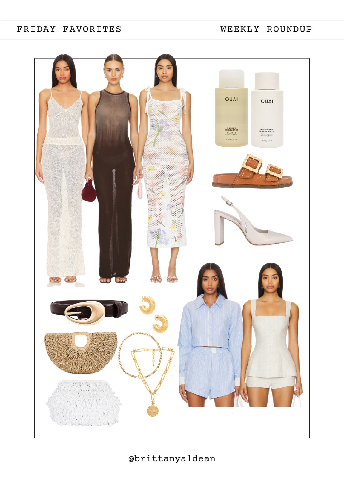 Friday favorites! 🤍 I’m loving the european summer theme that’s been happening this year. 

summer l friday favorites l outfit inspo l revolve 