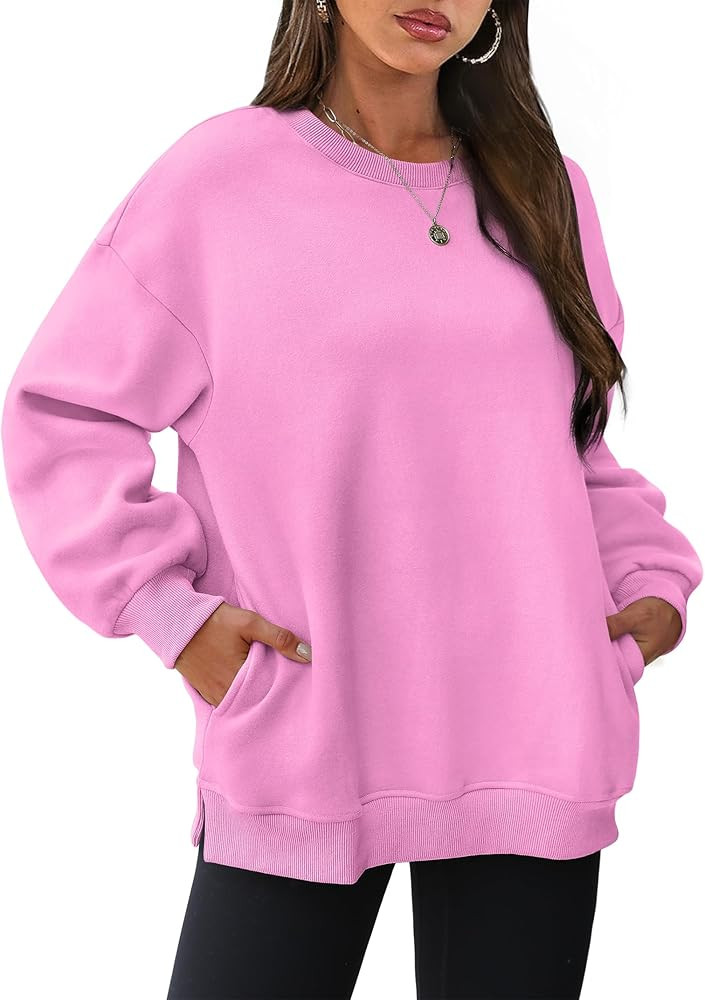 WIHOLL Womens Oversized Sweatshirts Crewneck Long Sleeve Tops Fleece Pullover Fall Fashion Clothe... | Amazon (US)