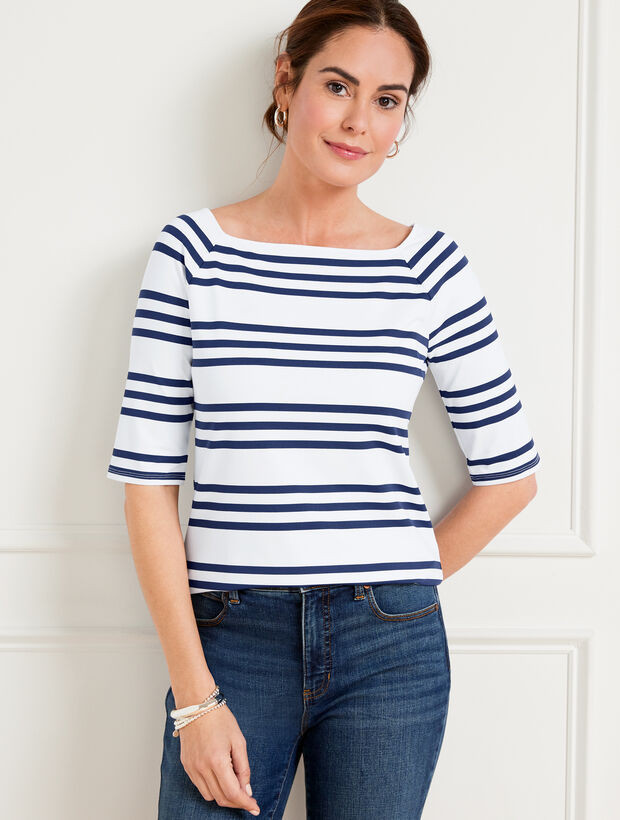 Effortless Jersey Raglan Tee - Cheerful Stripe | Talbots