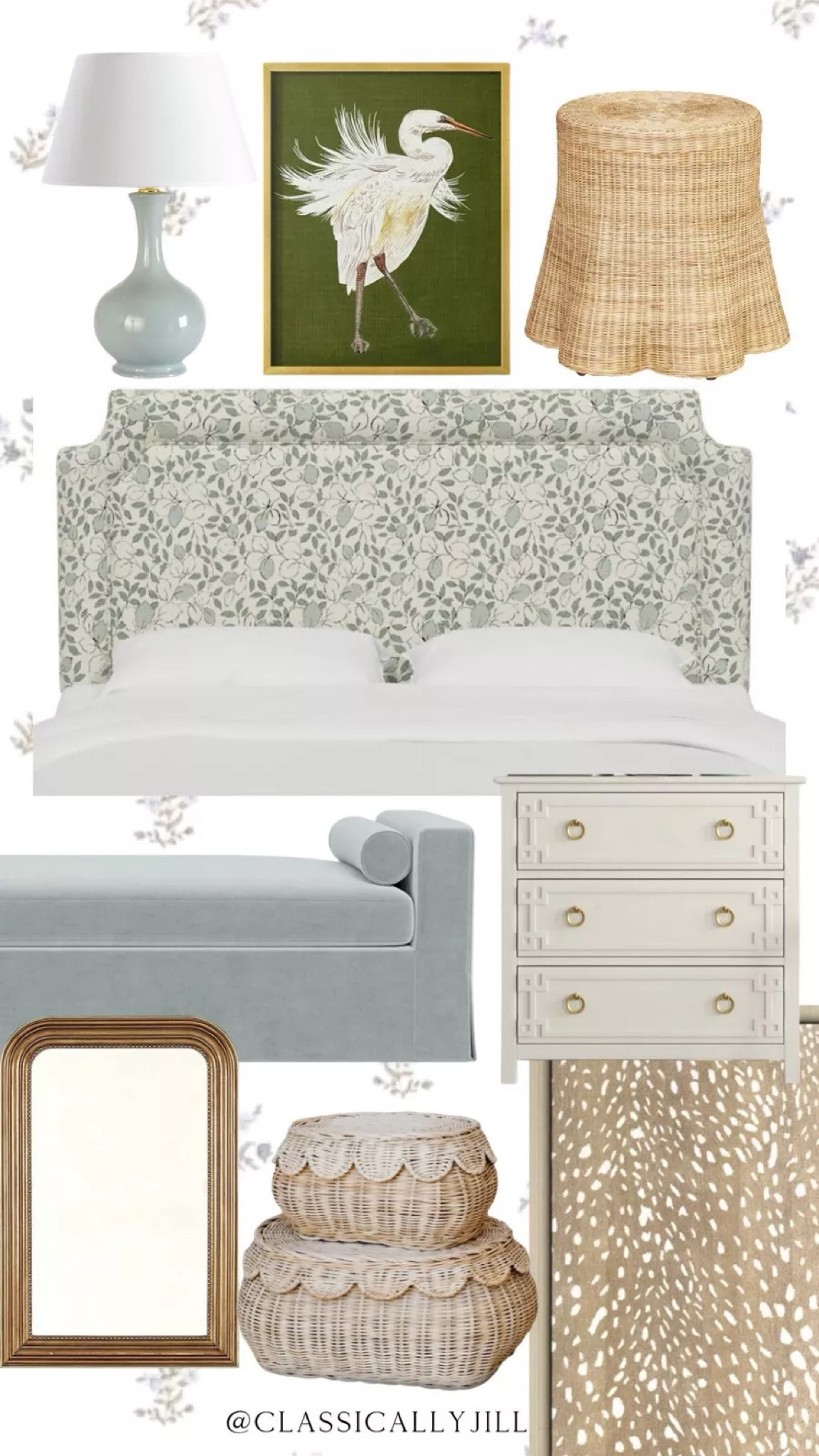 Blue and white decor, Grandmillennial, bedroom, headboard, nightstands, mirror

#LTKHome