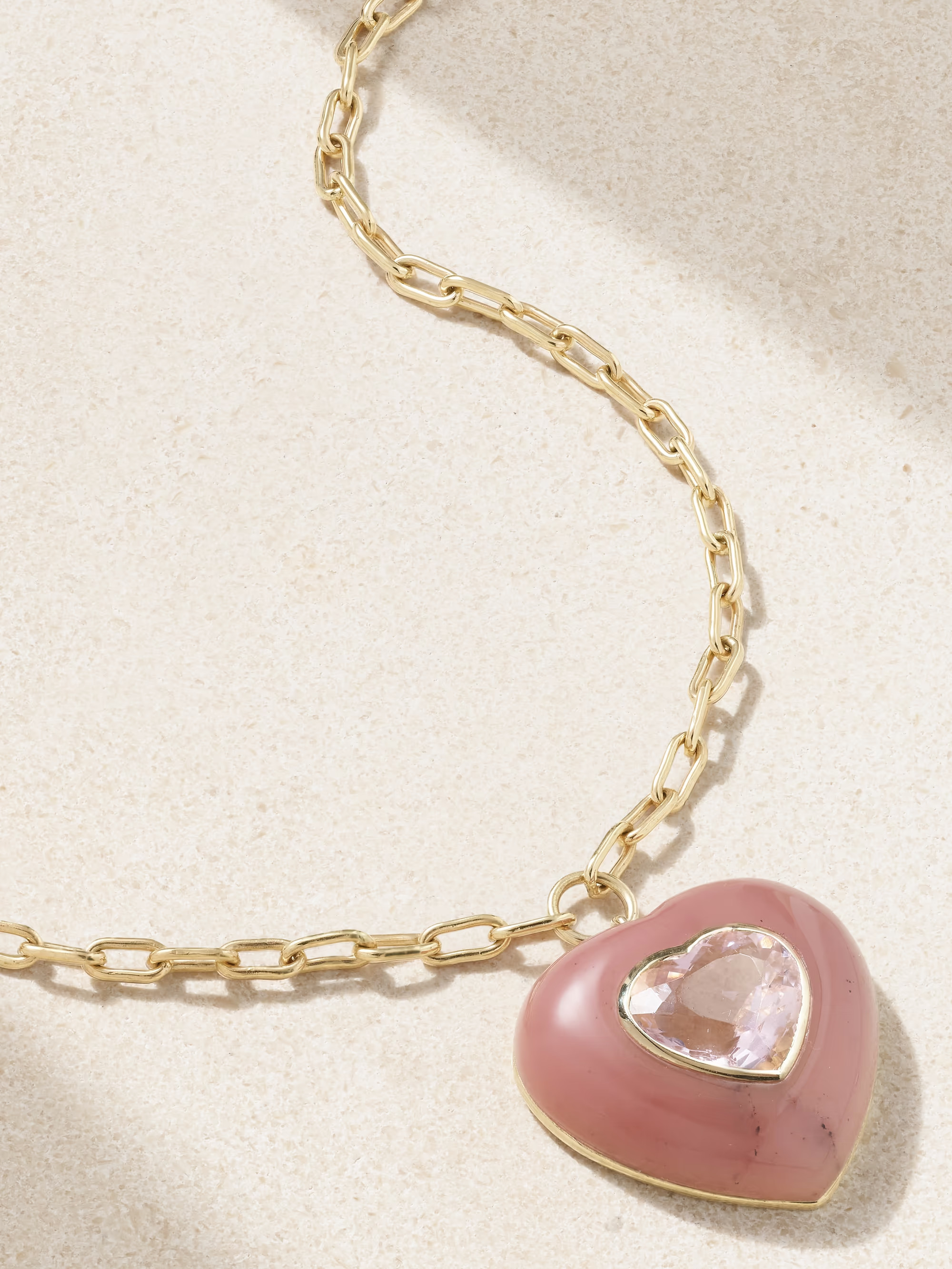Lollipop 14-karat gold, trolleite and morganite necklace | NET-A-PORTER (US)