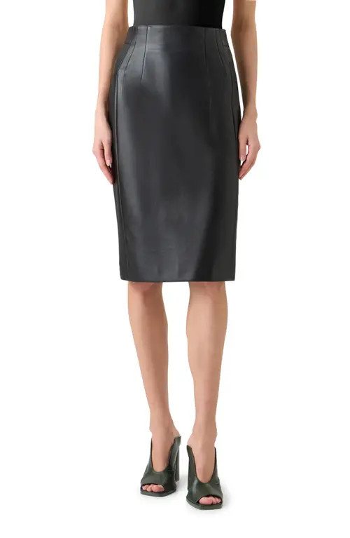 Akris Lambskin Leather Pencil Skirt in Black at Nordstrom, Size 4 | Nordstrom