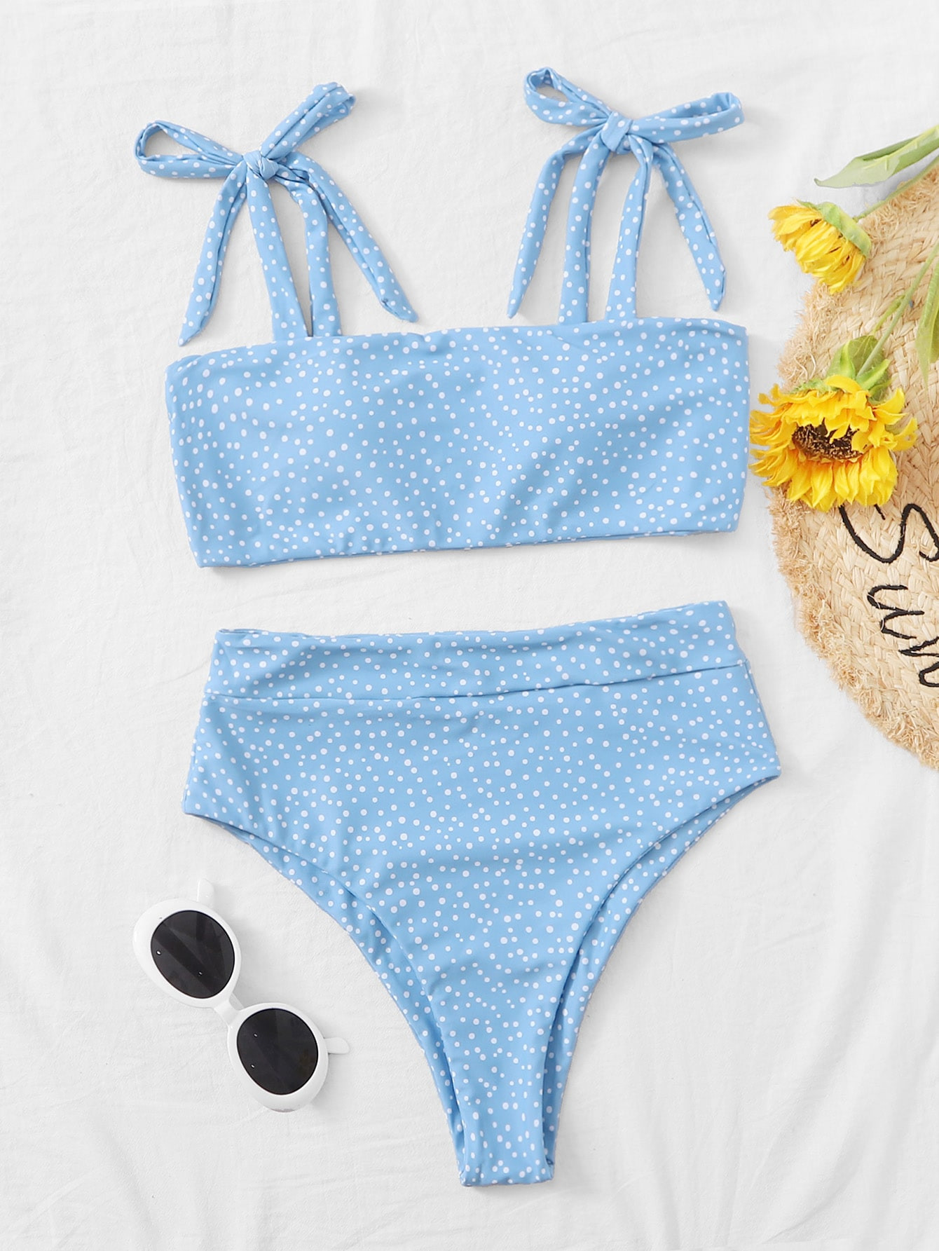 Polka Dot Tie Shoulder Bikini Swimsuit
     SKU: swswim03200413780  NEW       
                10... | ROMWE