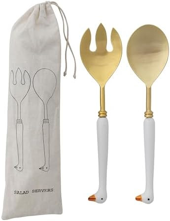 Creative Co-Op Stainless Steel Spoon and Fork Salad Servers w/Goose-Shaped Handles | Amazon (US)