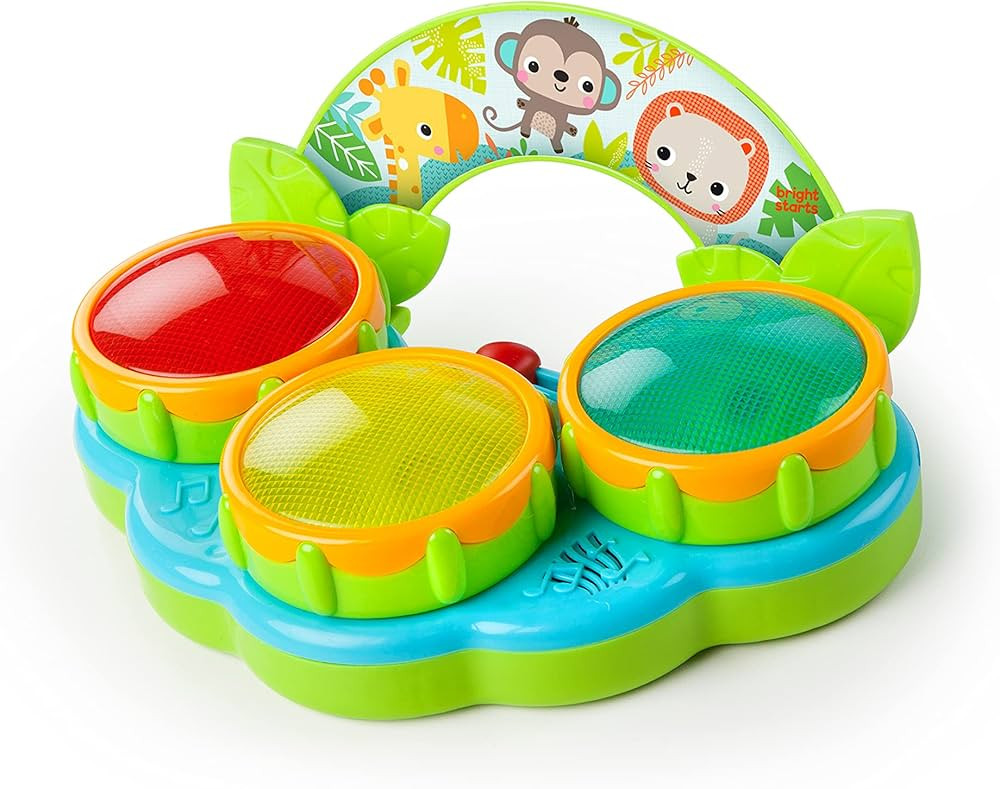 Bright Starts Safari Beats Musical Drum Toy with Lights, Ages 3 Months +, Multi | Amazon (US)