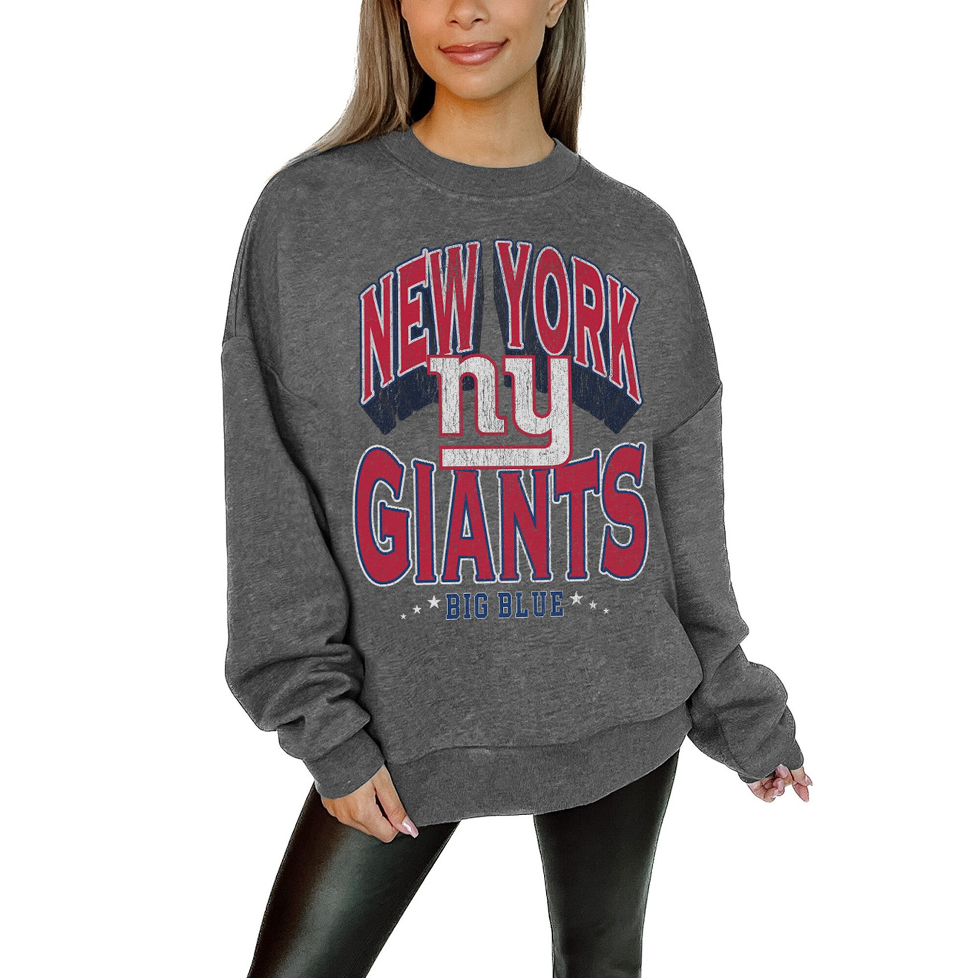 New York Giants Gameday Couture Women's Long Weekend Premium Fleece Drop Shoulder Pullover Sweats... | Fanatics