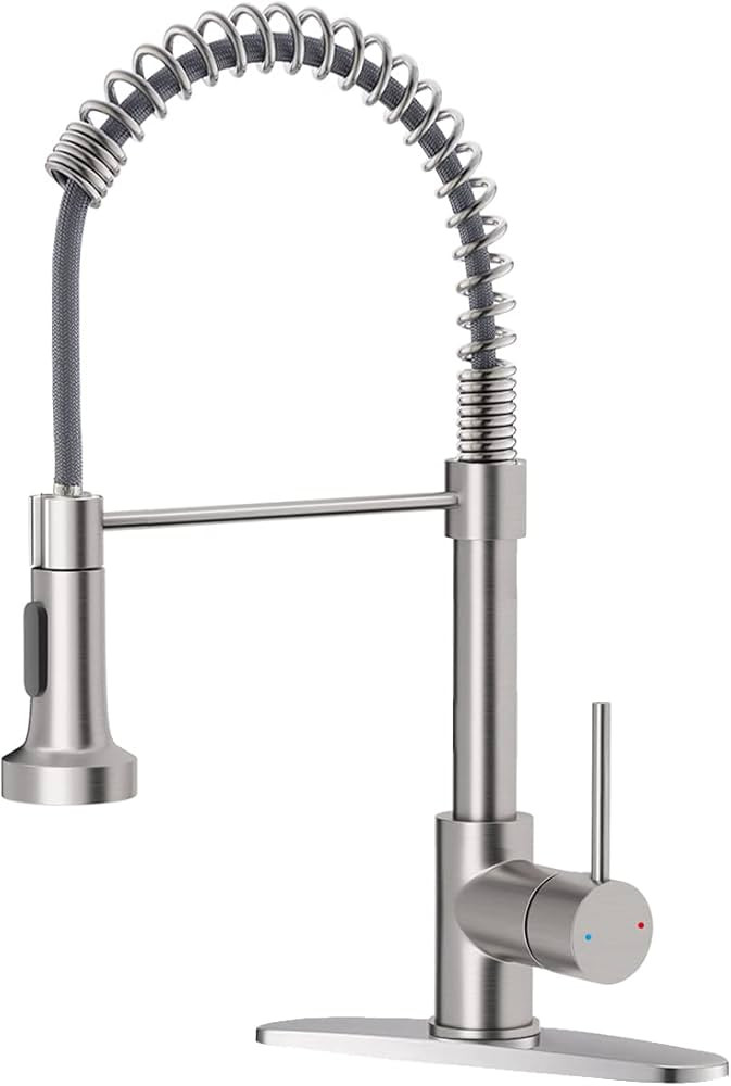 OWOFAN Kitchen Faucet with Pull Down Sprayer Brushed Nickel Stainless Steel Single Handle Pull Ou... | Amazon (US)