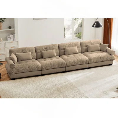 Super Comfort Oversized Modular Velvet Sectional Sofa Couch With Movable Ottoman,Corner Sectional With Bolstered Armrests, Deep Seat Cloud Couch, Conv | Wayfair North America