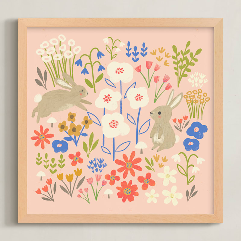 "Bunnies in the Garden" - Painting Limited Edition Art Print by Anne Lehman Stolpe. | Minted