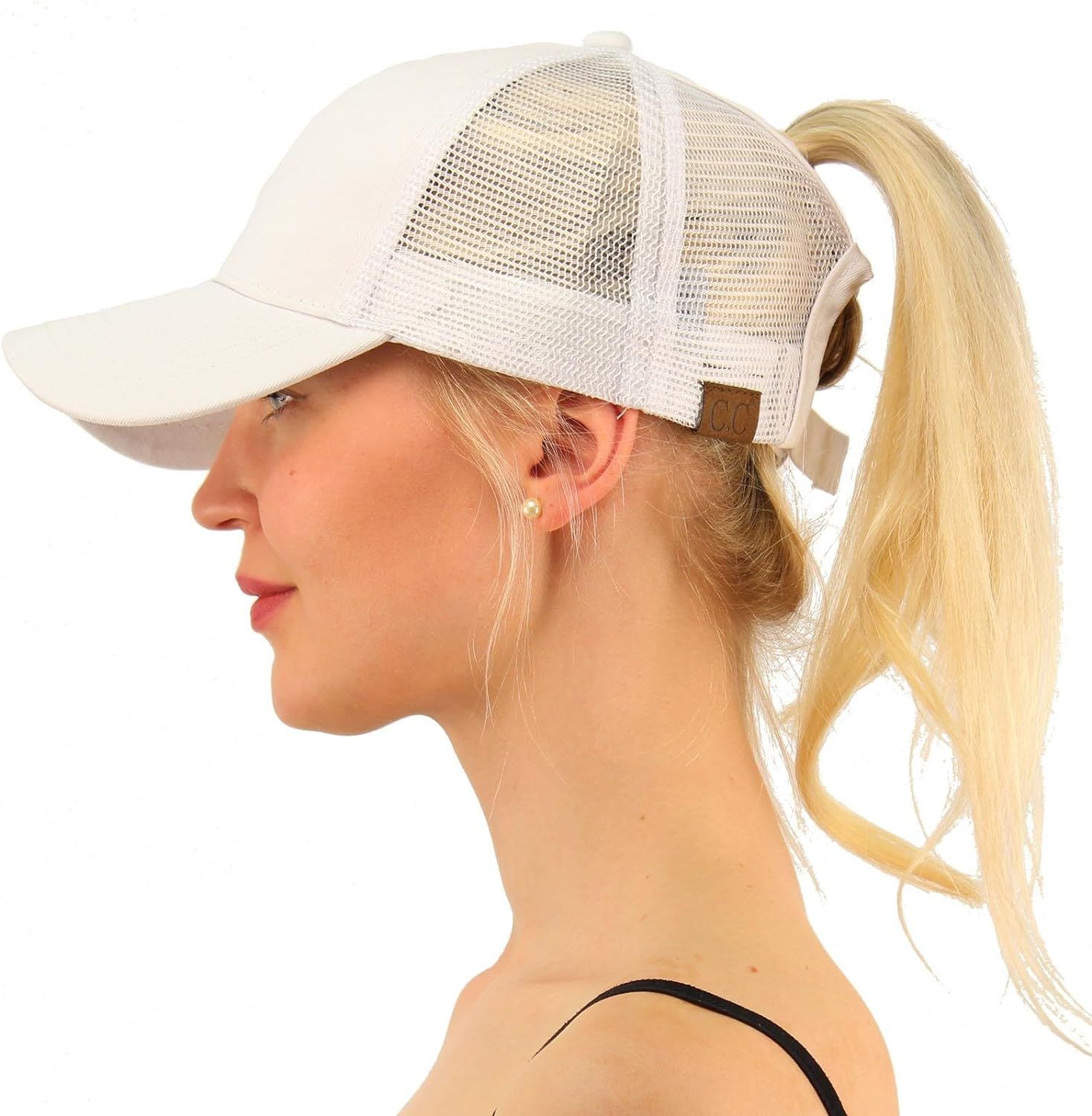 C.C Ponytail Messy Buns Trucker Ponycaps Plain Baseball Visor Cap Dad Hat | Amazon (US)