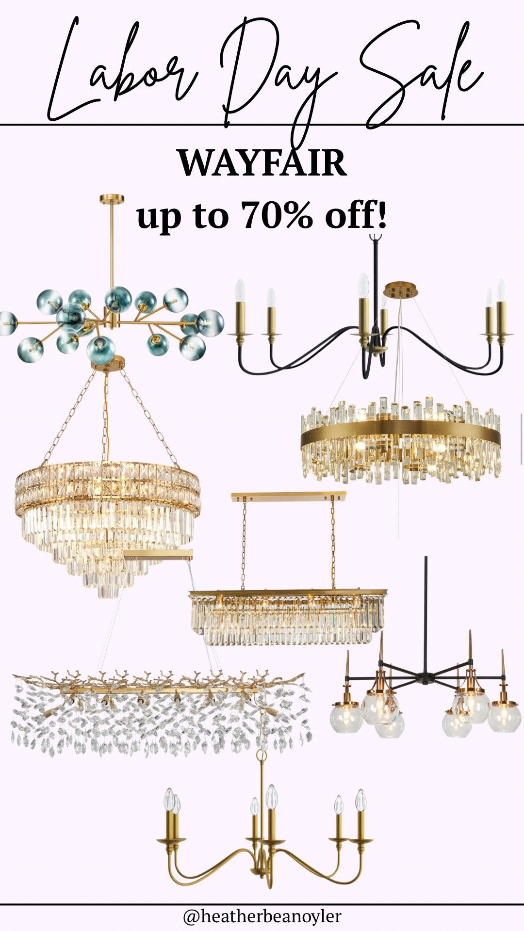 Up to 70% off for the Wayfair Labor Day/Long Weekend Sale! 
Here is some chandelier Inspo! 

#LTKHome