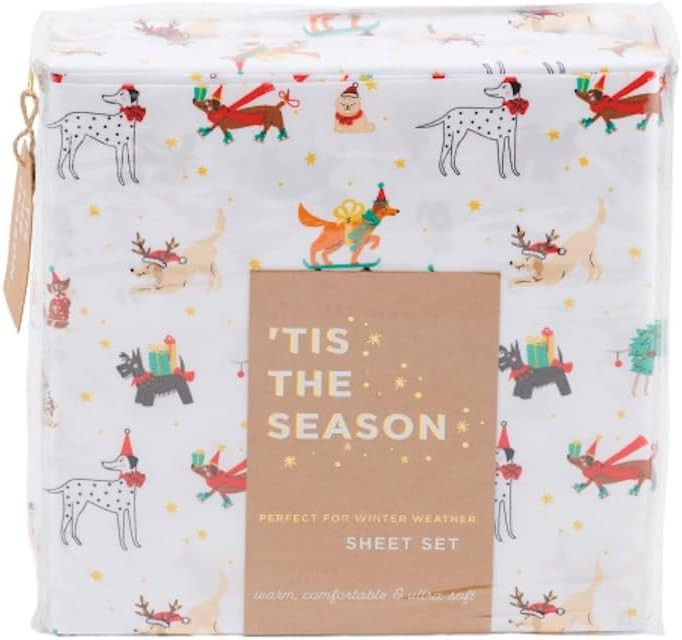 'Tis the Season Christmas Winter Sheet Set (Christmas Dogs, Full) | Amazon (US)