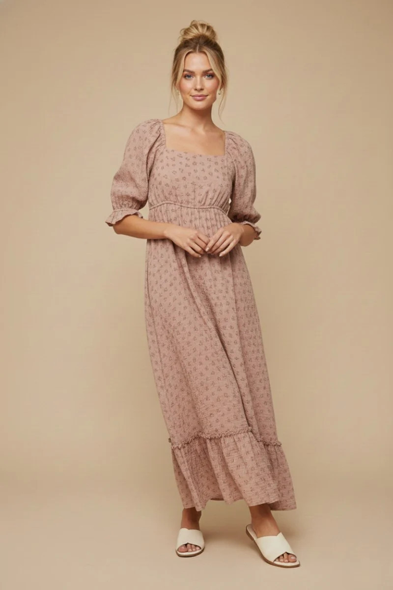 Mauve Floral Square Neck Maxi Dress | PinkBlush Maternity