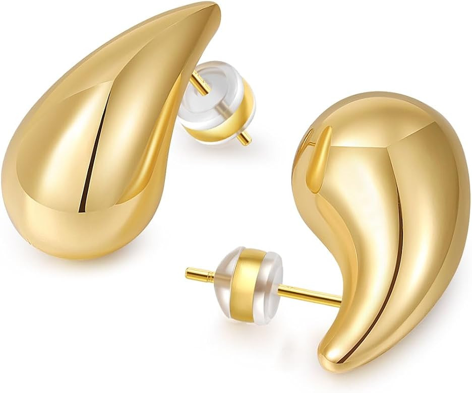 MOROTOLE Chunky Gold Hoop Ohrringe für Frauen, Lightweight Hypoallergenic Hollow Ohrringe mit 14... | Amazon (DE)