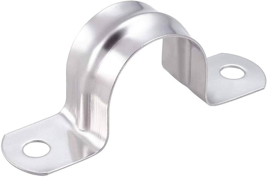 SDY 50 Pcs 1/4" Stainless Steel Pipe Strap, Two Hole, U Bracket, Heavy Duty Pipe Clamp (16mm) | Amazon (US)