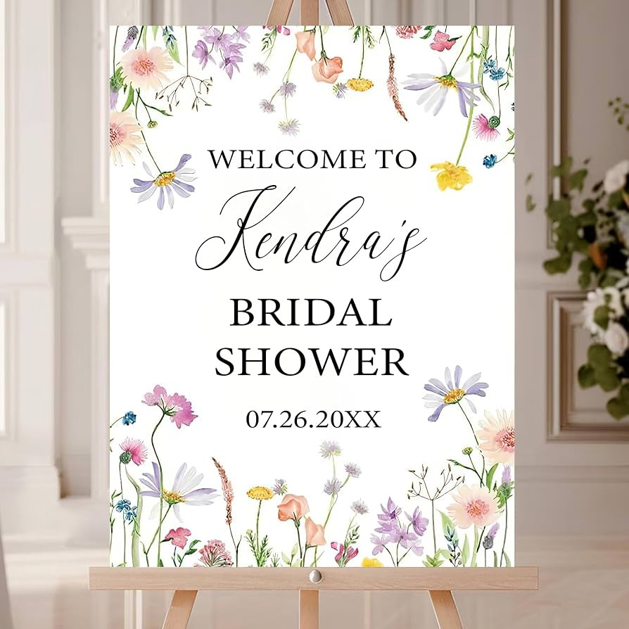 Personalized Floral Bridal Shower Welcome Sign, Elegant Rustic Wildflower Bridal Shower Yard Sign... | Amazon (US)